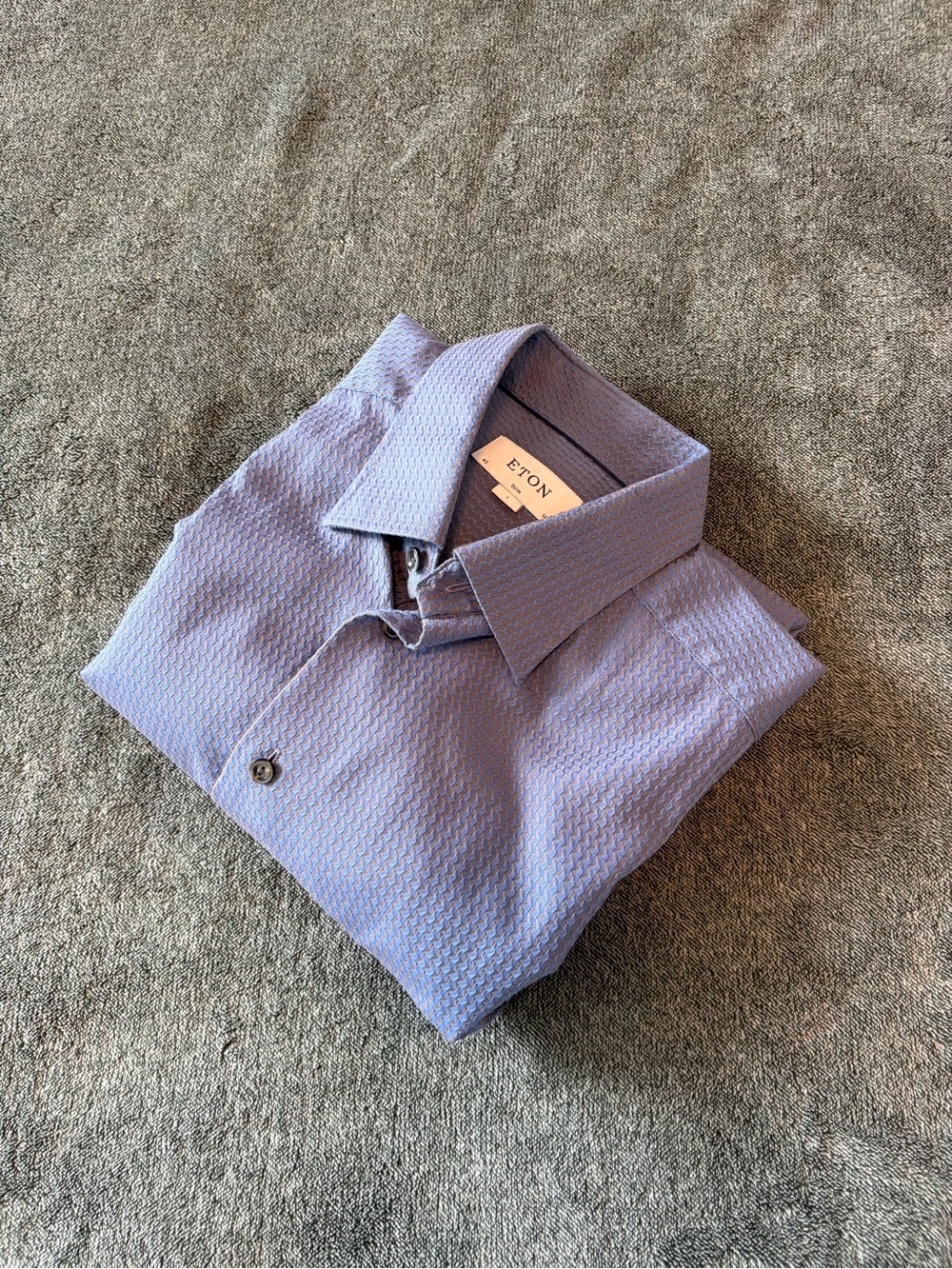 Eton Light Blue Textured Dress Shirt Neck 16 1/2